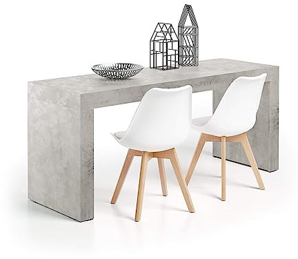 Mobili Fiver, Scrivania Evolution 180x60, Grigio Cemento con Due Gambe, Nobilitato, Scrivania moderna per Camera, Ufficio, Made in Italy