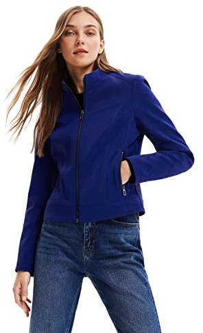 Desigual Women's CHAQ_LAS Vegas, 5096 Blue PU Coat, XS