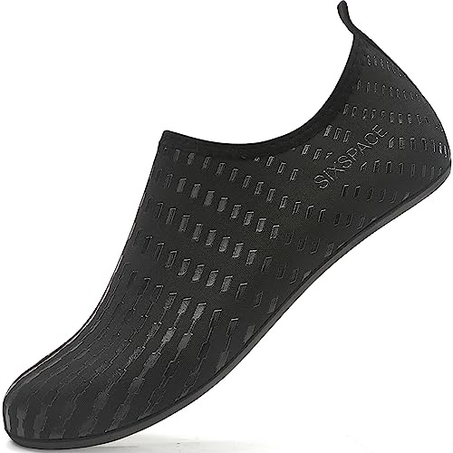 Sixspace Damen Herren Badeschuhe Wasserschuhe Schwimmschuhe Männer Frauen Strandschuhe Aquaschuhe Barfußschuhe für Strand,Pool,Meer,Wassersport,Tauchen,Surfen,Aqua Cycling(Schwarz,46 EU)