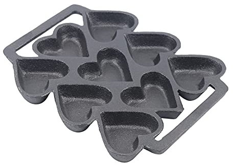 Gorgivous 9 moules en fonte en forme de coeur, mini-cuisson en forme de tarte à gâteau en forme de coeur, outils antiadhésifs pour crêpes noir, mini moule à gâteau