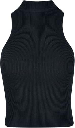 Urban Classics Women's Ladies Short Rib Knit Turtleneck Top T-Shirt, Black, XXXXL