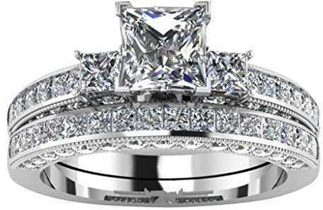 Damen Ringe Paar Ringe Vintage Weiß Diamant Ring 925 Sterling Silber Verlobung Ehering Ring Schmuck Geschenk