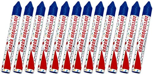 Barra de Pintura Facial Infantil Halloween Carnaval - Maquillaje de Cara para Fiesta No Toxica Pack 12 Barras de Color Azul
