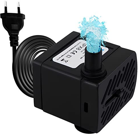 Awroutdoor Pompa D'acqua Sommergibile, Pompe Per Laghetto Ultra-silenziose, Pompa D'acqua Piccola, Pompa Per Acquario 200L/H Per Laghetto Fontana Acquario Giardino, Con 3 Forti Ventose(3W)