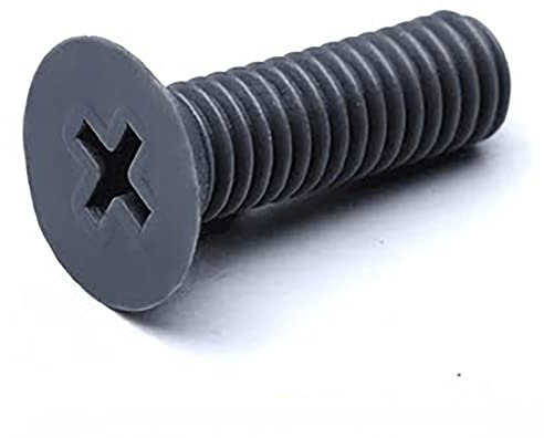 CREULT PVC-Kunststoff-Kreuz-Senkkopfschrauben, M6 x 40 mm, Gesamtlänge, Flachkopfgewinde, schraubenfest, isoliert, rund, Maschinenbefestigungen, Grau (20 Stück)