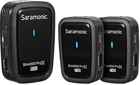 Saramonic Blink500 Prox Q20 Kabellose Lavaliermikrofone, 10-Stunden-Akku, wiederaufladbares, kabelloses Mikrofon für Kamera, PC, iPhone, Android, Aufnahmeinterview, Vlogs