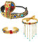 MIVAIUN 3 Stück Ägyptisches Kostüm Zubehör Ägyptische Kobra Kopfbedeckung, Perlen Quaste Halskette, Medusa Halloween Schmuck, Königin, Kleopatra, Accessoire, Zubehör, Mottoparty (3 Stück)