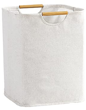 Yolistar Panier à Linge, Panier a Linge Beige 30×30×40 cm, Panier à Linge Sale Pliable, Panier a Linge de Bain avec Poignée, pour Chambre à Coucher, Salle De Bain, Dortoir, Buanderi
