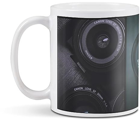 Destination Vinyl Ltd 1 White Ceramic Mug Cup (11oz / 284ml) Photography Camera Equipment Lens for Coffee Tea Drinks Kitchen Office #63222