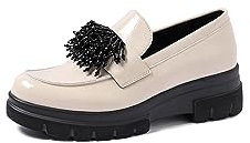 QUEEN HELENA Mocassini con Plateau Casual Eleganti Francesine Donna X29-58 (Beige, Sistema Taglie Calzature EU, Adulto, Donna, Numero, Media, 36)