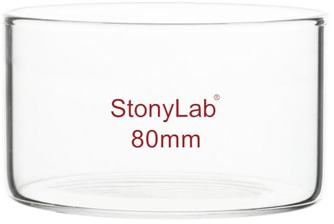 stonylab Kristallisierschale, Dickwandige Kristallisierschalen aus Hochwertigem Borosilikatglas für Kristallisation und Verdampfung im Labor, Flacher Boden, Ohne Ausguss, 100 ml