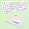 NEWWAY – Pack RF01 Teclado inalámbrico con alfombrilla – Teclado inalámbrico francés (AZERTY) 97 teclas 13 accesos directos multimedia – Ratón WiFi 2.4GHz 4 botones compacto – Receptor USB – Blanco