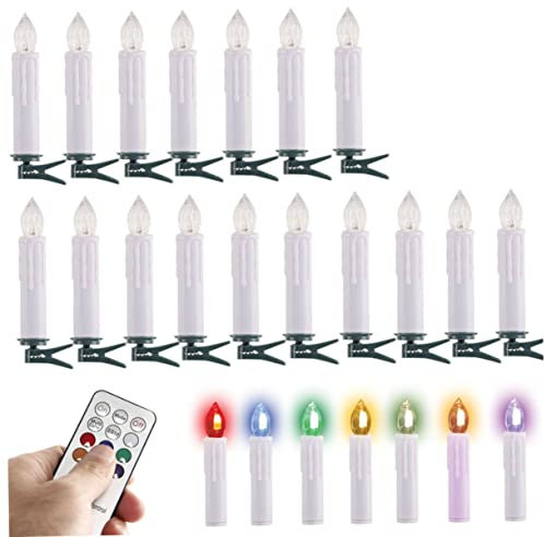 OSALADI 20st Clip Auf Kerzen Weihnachtsbaum Flammenlose Teelichter Led-kerzenlicht Rgb-hochzeitsbaum-led-licht Flammenloser Kerzentimer Kerzenlampe Weiß Fernbedienung Halloween
