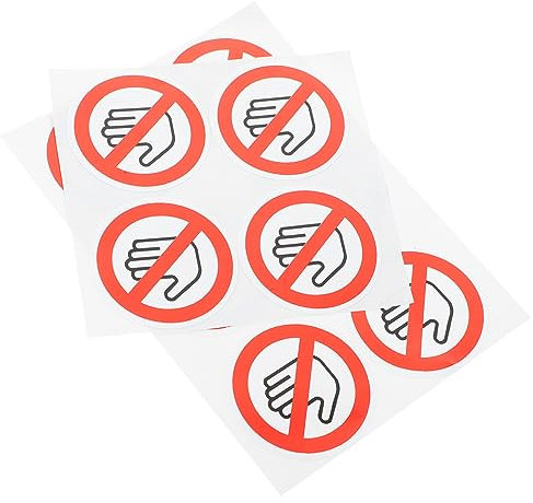STOBOK Do Not Touch Sticker 10pcs Do Not Use Hand Warning Sign Small Round Safety Labels Waterproof Vinyl Decals 25mm