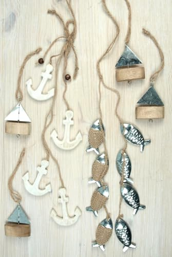 Deko Wandhänger - Anker - Fische - Boote - Maritime Dekoration Holz Metall Wanddeko Badezimmer Deko