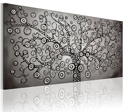 B&D XXL - Handart Bilder auf Leinwand 120x60 cm moderne handbelmalte Wandbilder XXL Mehrteilige Wanddekoration 1 Teilige Leinwandbilder Wohnzimmer Design Wand Bild Gustav Klimt Baum des Lebens
