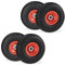 Relaxdays Ruota per Carriola 4.10/3.50-4, Set 4 Gomme Piene Antiforatura, Cerchi in Plastica, Fino a 150 kg, Nero Rosso