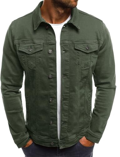 amropi Giacca di Jeans Uomo Giubbotto Casual Denim Giubbino Slim Fit Jacket