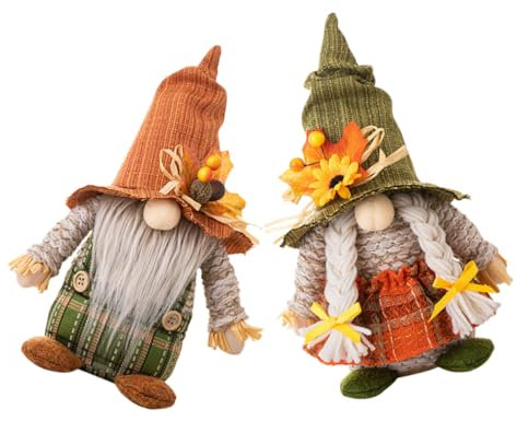 CORHAD 2 Stück Thanksgiving Elfen Zwerg Thanksgiving Zwerg Puppen Herbst Zwerg Party Dekoration Für Thanksgiving Gestrickte Zwerge Zarte Zwerg Zwerge Plüsch Strick Zwerg Puppe