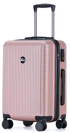 Blade Handgepäck - Hartschalen Koffer Trolley - Leichter Reisekoffer Handgepäck aus ABS mit TSA Schloss - 4 Spinnräder Koffer- Rollkoffer (Rosel Gold-M)