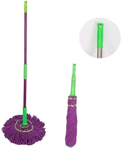 Escoba Fregona para Uso Doméstico En Lana Hilo Autoportante para Uso Doméstico Manos Libres Perezosas Húmedo Y Seco, Púrpura