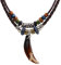 LUCKGONI Collier ras du cou en cuir tribal pour homme et femme style bohème vintage avec perles en bois et pendentif dent de chien
