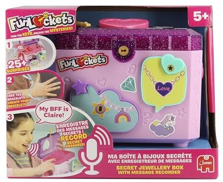 FUNLOCKETS - Meine geheime Schmuckbox mit Sprachrekorder - elektronische Schmuckbox - Koffer zum Aufbewahren von Schmuck und Geheimnissen - ab 5 Jahren