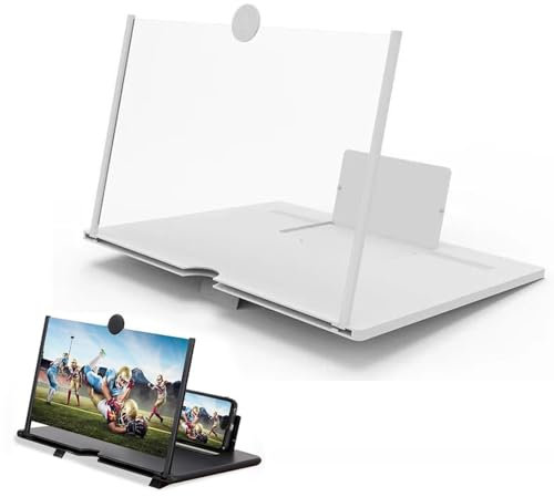 Screen Magnifier 2026 Newest Version, 3d Hd Mobile Phone Screen Amplifier,Screens Magnifier For Cell Phone, Compatible With All Smartphones,3d Movies Magnifiers Gadgets for Gifts (white,12in)