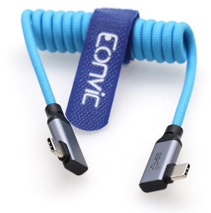 Eonvic USB tipo C 3.2 GEN 2 20Gb/s 100W 4K 60Hz Cable trenzado de datos de carga para iPhone 15 Pro Max Plus Samsung Galaxy Tablets portátiles Blackmagic Sony FX3 Camera (azul, RA USB C-RA USB C)