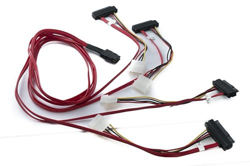 System-S SFF-8087 Cable 100cm Mini SAS 36 Pin to 4X SAS 29 Pin SFF-8482 Adapter for RAID Hard Drive Motherboard