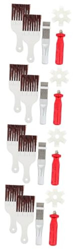 SEWOART Juego De 4 Cepillos Resistentes para Limpiar El Aire Acondicionado Peine Y Batidor De Aletas De Acero Inoxidable para Radiador Refrigerador Evaporador Y Condensador.