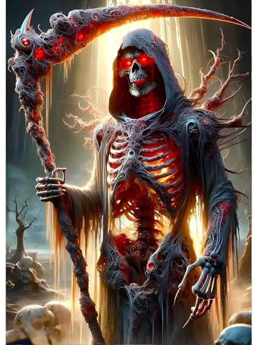 QINRUBB DIY Schädel Diamond Painting Erwachsene, 5D Horror Diamant Painting Bilder Anfänger, Halloween Runder Vollbohrer Diamanten Malerei Stickerei Kreuzstich Geschenke Home Wand Dekor 30x40cm