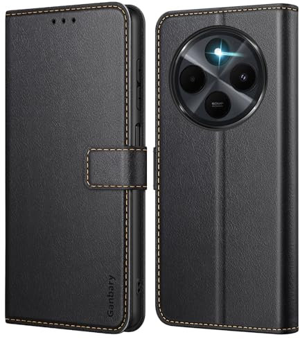 Ganbary Coque pour Xiaomi Redmi 14C / Poco C75, [Housse en Cuir PU Premium] [Etui à Rabat] [Pochette de Portefeuille], Étui de Protection pour Xiaomi Redmi 14C / Poco C75 - Noir