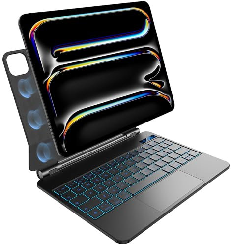 pankeybd Custodia con Tastiera per iPad Pro 11 pollici M4 2024, Retroilluminata a 7 colori, Trackpad multi-touch, Design magnetico fluttuante, Nero