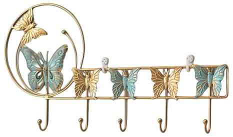 Ganci a farfalla Iron Art - Decorazione da parete con gancio per camera da letto, appendiabiti senza punzonatura | Ganci a farfalla in ferro battuto, portasciugamani organizzato, ganci appendiabiti da