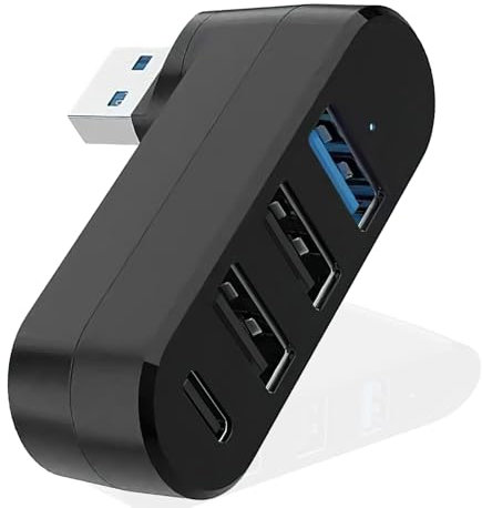 Usb Splitter 4 Port Hub Rotatable 90°/180° with 3 Usb Ports 1 Usb C Power/Data Port Data Transfer Usb 3.0 2.0 Extender Adaptors Multi Ports Extension for Laptop Car Ps5 Ps4 Pc Keyboard