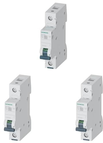 SIEMENS - Siemens 5SL61167 Leitungsschutzschalter 6kA C16 1P in 1TE 230/400V, MCB, Sicherungsautomat (Packung mit 3)