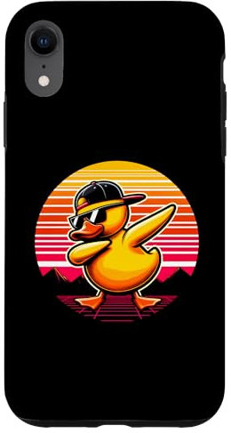 Dabbing Duck Funny Duckling Ducky Cool Rubber Duck Case for iPhone XR