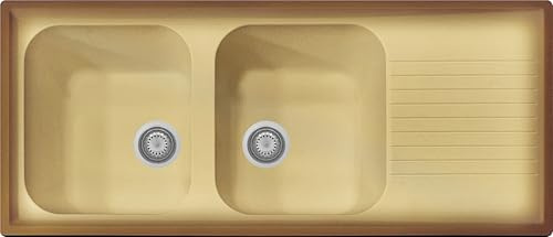 Lavello incasso cucina Provenza terra di francia 116 x 50 cm 2 vasche e gocciolatoio Made in Italy