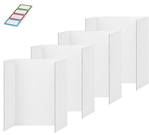reamhome Cartellone per Poster Ripiegabile da 4 Pezzi, Cartoncino Bianca Fornito con Accessori, Cartoncino per Presentazioni Ondulato M