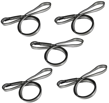 Kletterschlinge, 5 Stück, 17 mm, Polyester, Kletterhilfe, 21, 6 kN, strapazierfähige Felsschlinge, Läufer, Klettergurte für Outdoor-Klettern, Abseilen, Schaukeln, Yoga-Hängematte, Kletterstockgurt