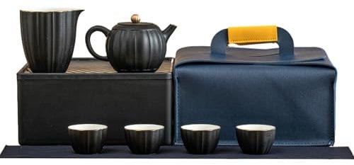Perfect travel tea set, light luxury high-end portable white porcelain tea cup - Perfect tea set Zen black