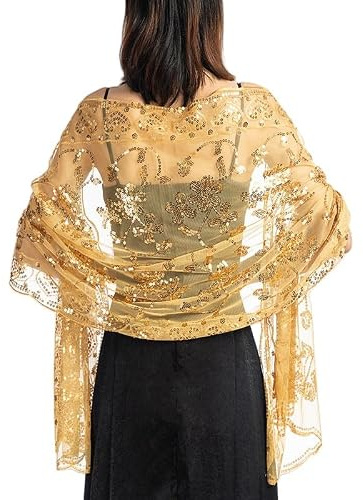 Proumhang Pailletten Schal und Wickeltücher für Abendkleider,190x60cm | Elegante Abendjacke für Braut & Brautjungfern, Hochzeit, Cheongsam & festliche Anlässe