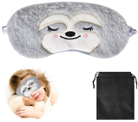 Augenmaske Schlaf,Süße Tiere Schlafmaske Augenbind mit Aufbewahrungstasche,Weiche Augenbinde Für Plüsch Schlafaugenabdeckung,Für Erwachsene Kinder Reisen Nickerchen