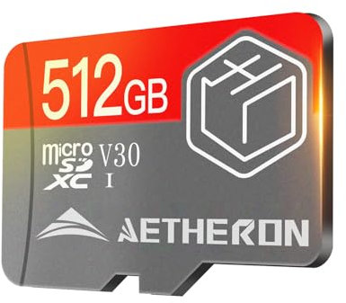 Carte SD Aetheron 512 Go – Ultra-Rapide et Performante, Idéale pour PC, Appareils Photo et Plus, Durable et Élégante avec Finition Orange-Gris, Adaptateur Inclus