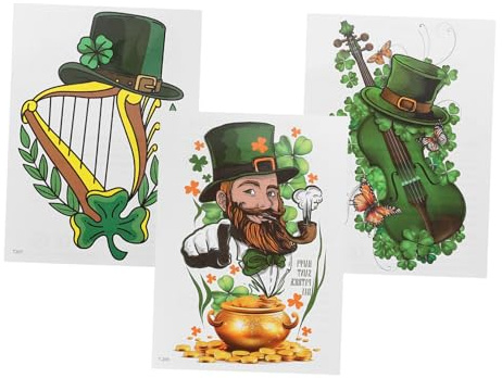 SMASOLO 3pcs St Patrick's Day Irish Festival Stickers Flag Decorations for Parties