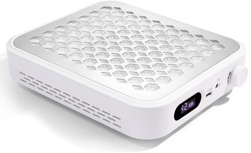 CHRISTINE SHELLY Nail Dust Collector, Rechargeable Dust Vacuum Vent with Reusable Filter Extractor Fan Powerful Suction Wireless Manicure Machine for Professional Nails Drilling Polishing Salon