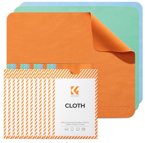 K&F CONCEPT 12 Pack Microfiber Cleaning Cloths, Glasses Cleaning Cloths | for Sunglasses, Camera Lenses, Jewelry, Mobiles & Screens - Washable & Reusable, 6 x 7 inches (15 x 18 cm) MC07