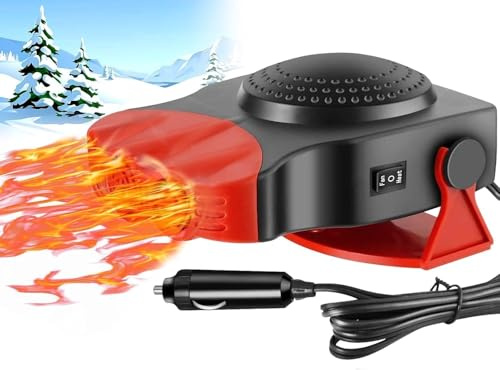 TTPOLONG Chauffage de voiture, kit de désembuage de voiture portable 12 V pour pare-brise de voiture qui se branche sur l'allume-cigare