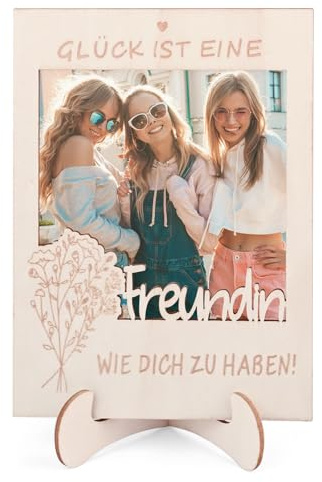 WORLUDE Magnetischer Holz Bilderrahmen - Geschenk für Beste Freundin, Perfektes Foto und Dankeschön-Geschenk für Beste Freundin zu Geburtstag Valentinstag Jahrestag